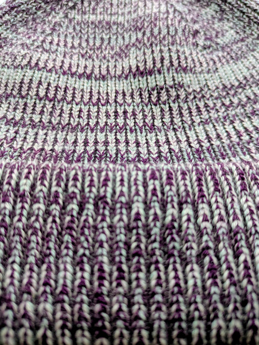 Bonnet laine mérinos chiné aubergine