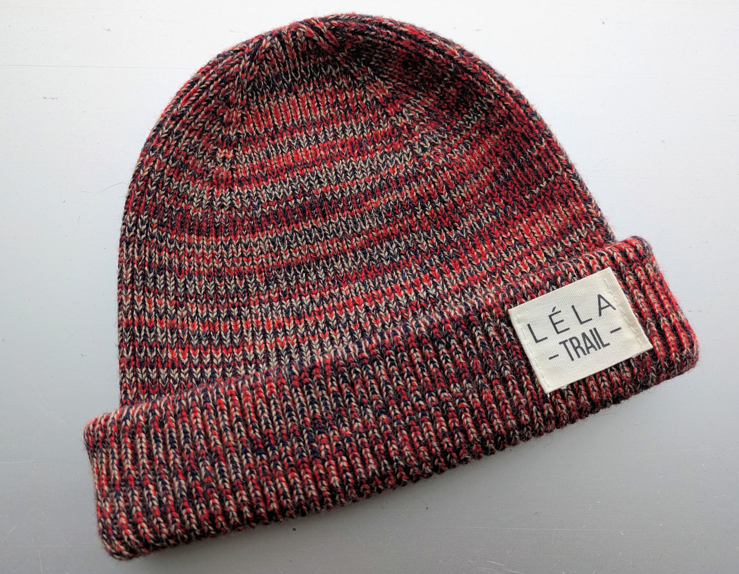 Bonnet laine mérinos chiné rouge